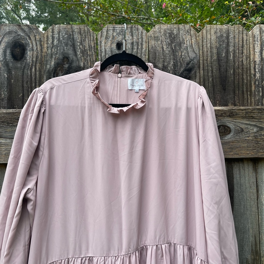Dainty Jewells Blush Long Sleeve Tiered Dress - Picture 2 of 12